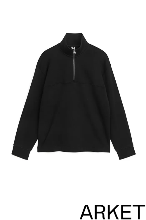 arket svart half zip sweatshirt 