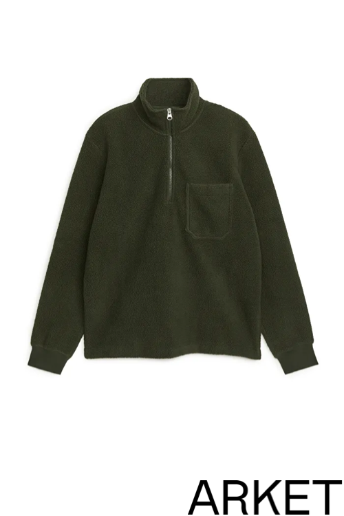 arket grön fleece half zip sweatshirt 