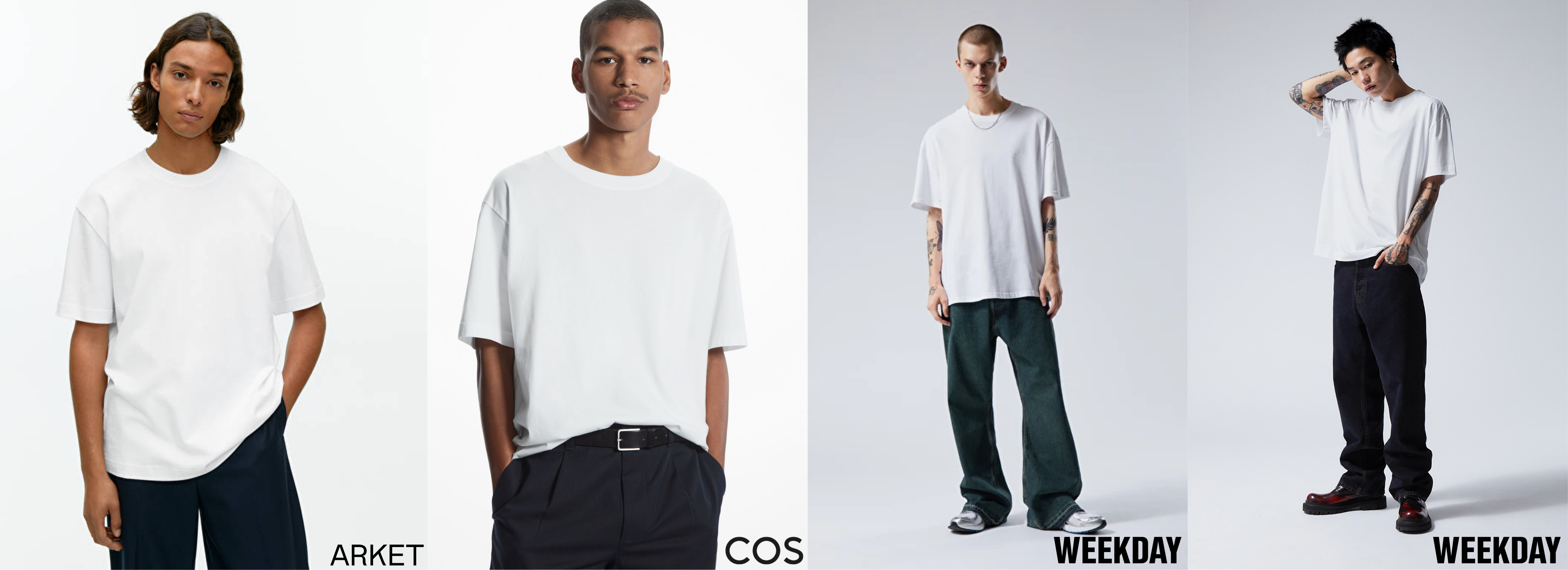 oversized t-shirts från arket, cos och weekday