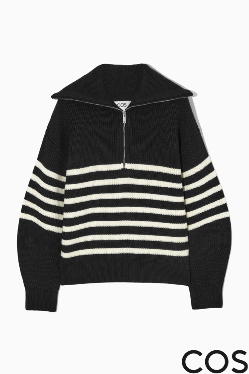 WOOL AND COTTON HALF-ZIP